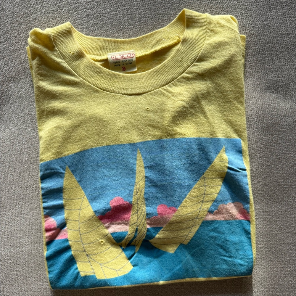 Vintage Yellow Tee with Cancun Mexico Graphic